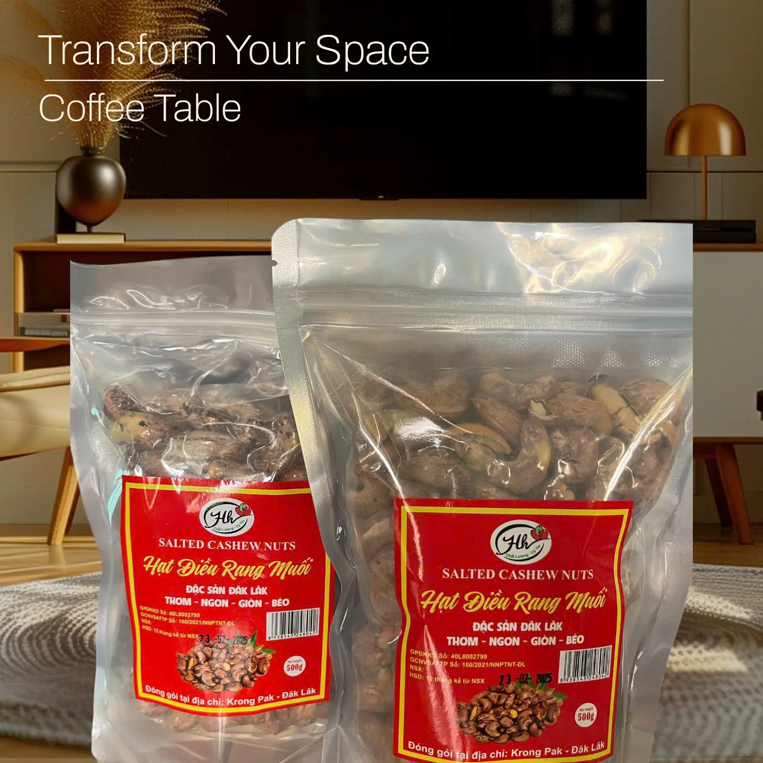 Hạt điều rang muối túi zip-đăk lăk-tự nhiên- Snack Ăn Vặt Food Nuts