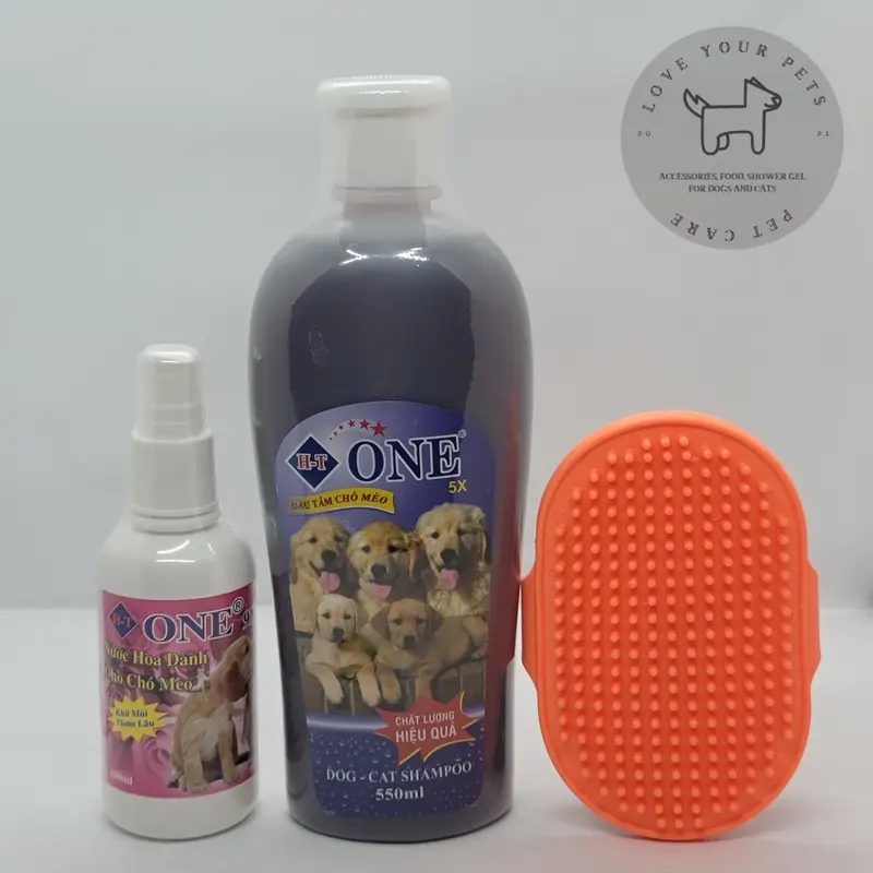 Combo chăm sóc thú cưng ̣̣( sữa tắm One, bàn tay tắm, nước hoa khử mùi ) 1