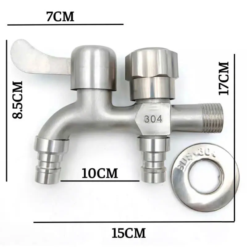 Vòi nước 2 đầu ra inox, Vòi nước 2 đầu cho máy giặt chia nước thành 2 cổng xả độc lập, chất liệu Inox 304 2Bshop 3