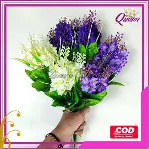Bunga Lavender Kain Artificial Cabang 5 Bahan Silk Buatan Import Hiasan Dekorasi Rumah dan Pelaminan Plastik Palsu artificial