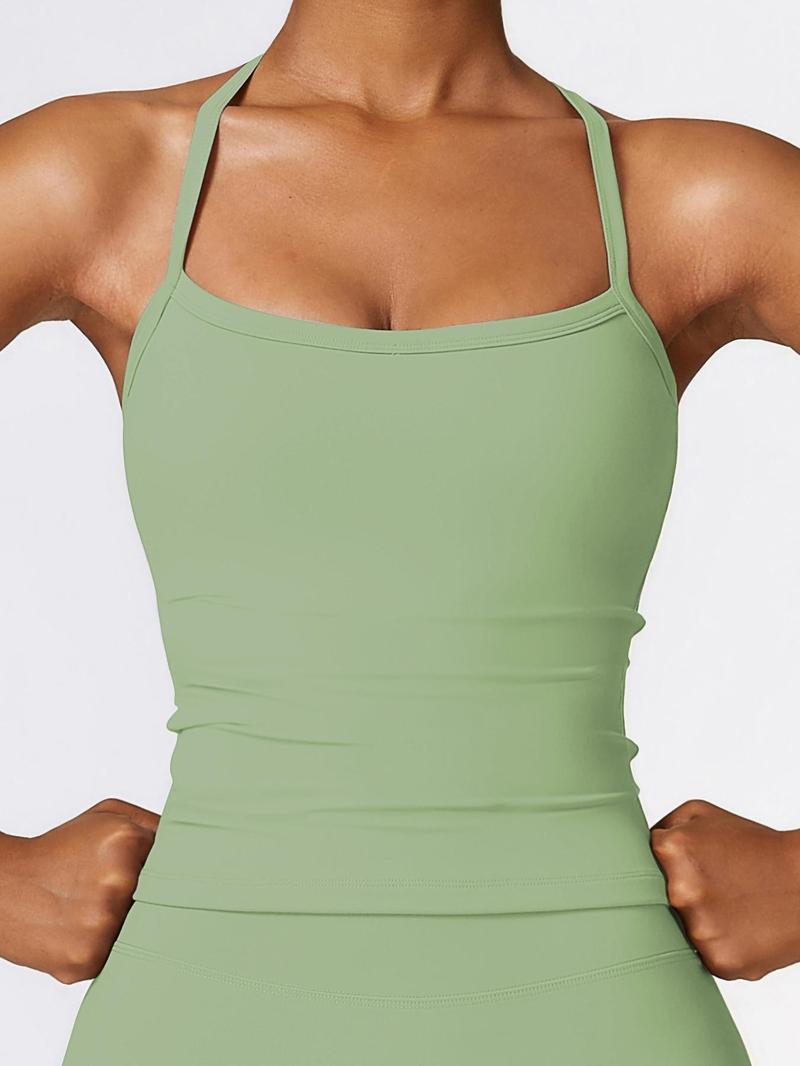Product Introduction of Women's Solid Color Sports Cami Top, Breathable Workout Comfortable Sporty Sleeveless Top, Ladies Sportswear for Indoor Outdoor Wear 6