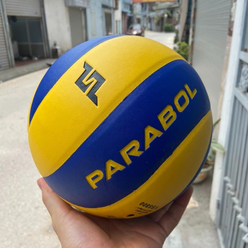 Quả bóng chuyền da Parabol xoáy vàng xanh - Banh bóng chuyền da PVC Sport