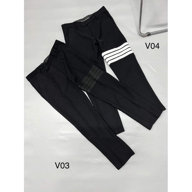 Quần âu thom E 4 sọc trắng vải tăm lì dày dặn Nam Menswear 3