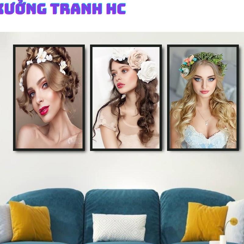 (Set 3 tranh)Tranh decor  tiệm mi nail spa phun xăm dán tường- sẵn băng keo dán Tường  _ Fomex5mm. Viền đen giả khung Treo Tường