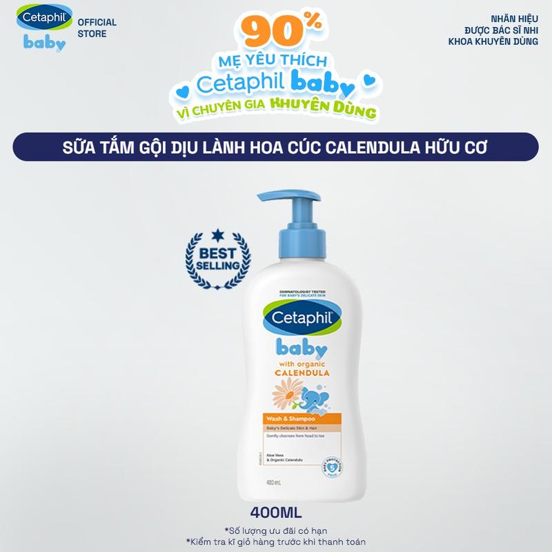 Sữa tắm gội dịu lành cho bé CETAPHIL BABY WASH & SHAMPOO WITH ORGANIC CALENDULA 400ML