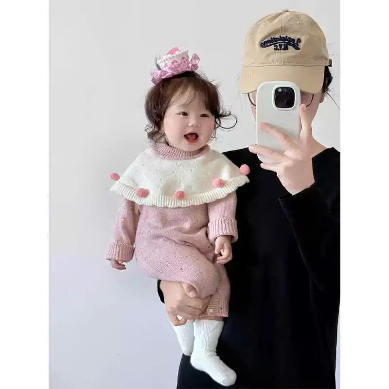 5kg - 15kg - CÓ SẴN - Hàng QCCC - Body len phối yếm phong cách Hàn Quốc cho bé gái BH24032