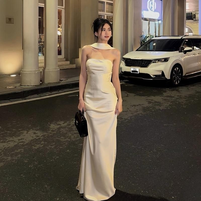 Đầm Lụa Cúp Ngực Dự Tiệc Dáng Dài Chất Tô Châu - Cúp Bo Thun Không Mút Julia Dress
