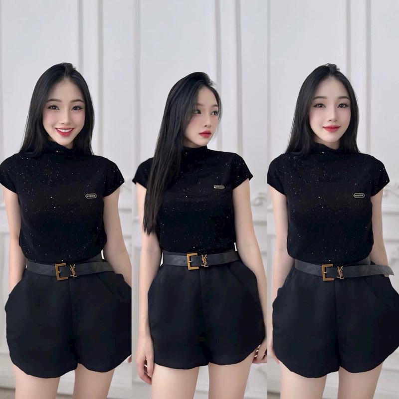 áo thun cổ 3 phân  cộc tay đẹp lung linh 1
