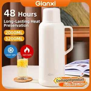 【Tahan Panas Dan Dingin Hingga 48 Jam】 GIANXI Termos Air Panas Vacum Ketel Isolasi Vakum 2L/3.2L Kapasitas Besar Portabel Tahan Kebocoran Botol Panas Dingin Water Jug
