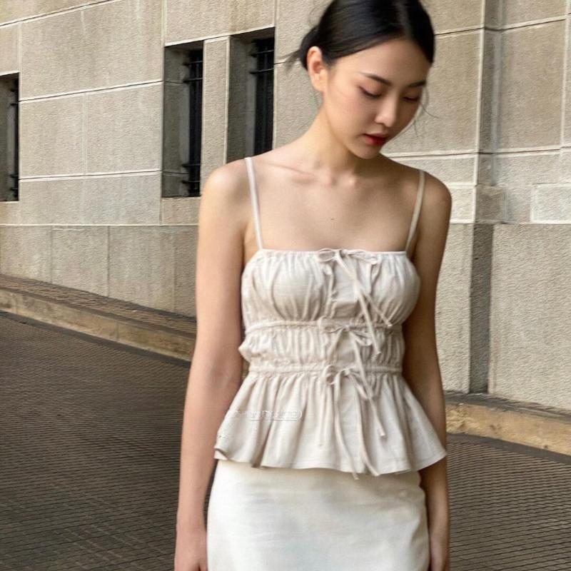 Áo linen 2 dây nhún mùa hè siêu mát vải linen tưng cao cấp MA255