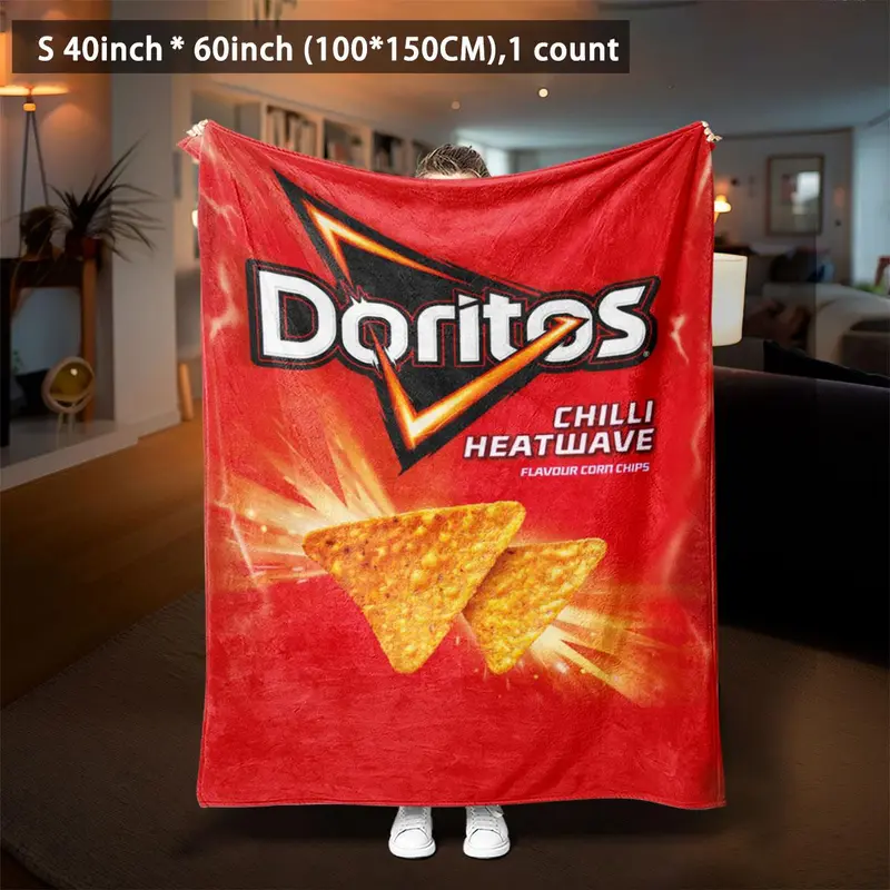 Cartoon Doritos Pattern Blanket, 1 Count Soft Comfortable Warm Throw, Air-conditioned Room Blanket, Warm Nap Blanket for Home & Office 3