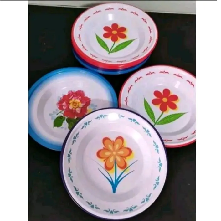 PIRING SENG ENAMEL KEMBANG 22 CM 1 PCS 1