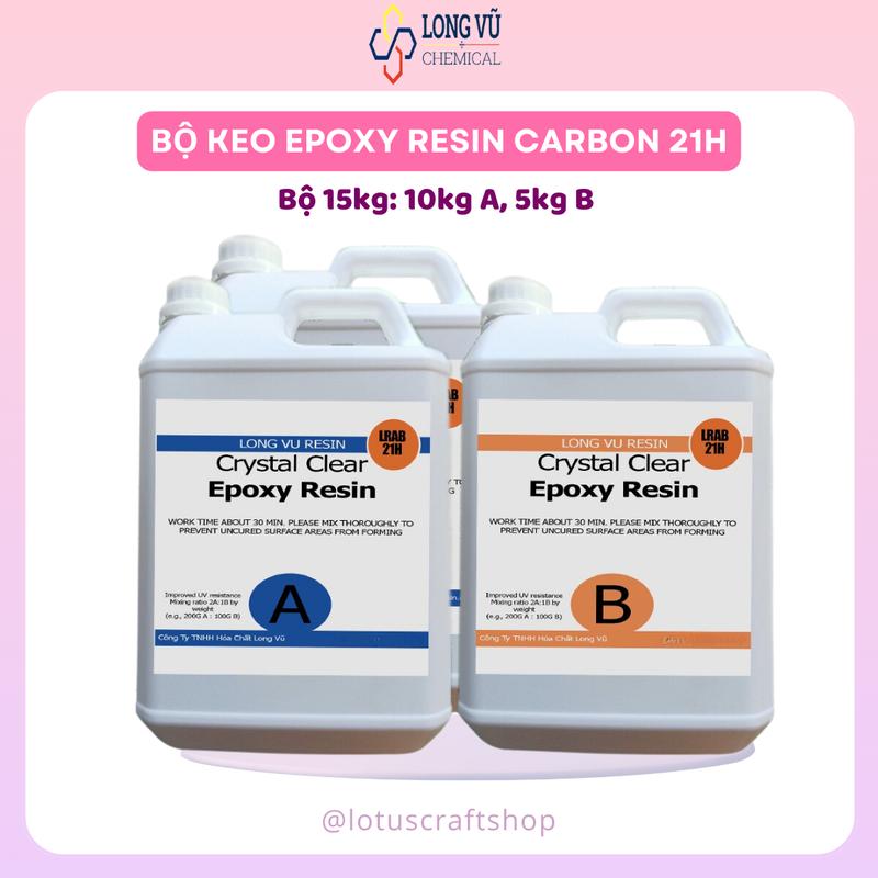  Keo Epoxy Resin Carbon 21H  Bộ 15kg  Phủ Bề Mặt Bọc Dán Carbon Fiber Tạo Bóng Độ Cứng Cao Kháng UV Kháng Hóa Chất Keo Đổ Khuôn Silicone - Lotus Craft Shop x Long Vu Chemical  0195  