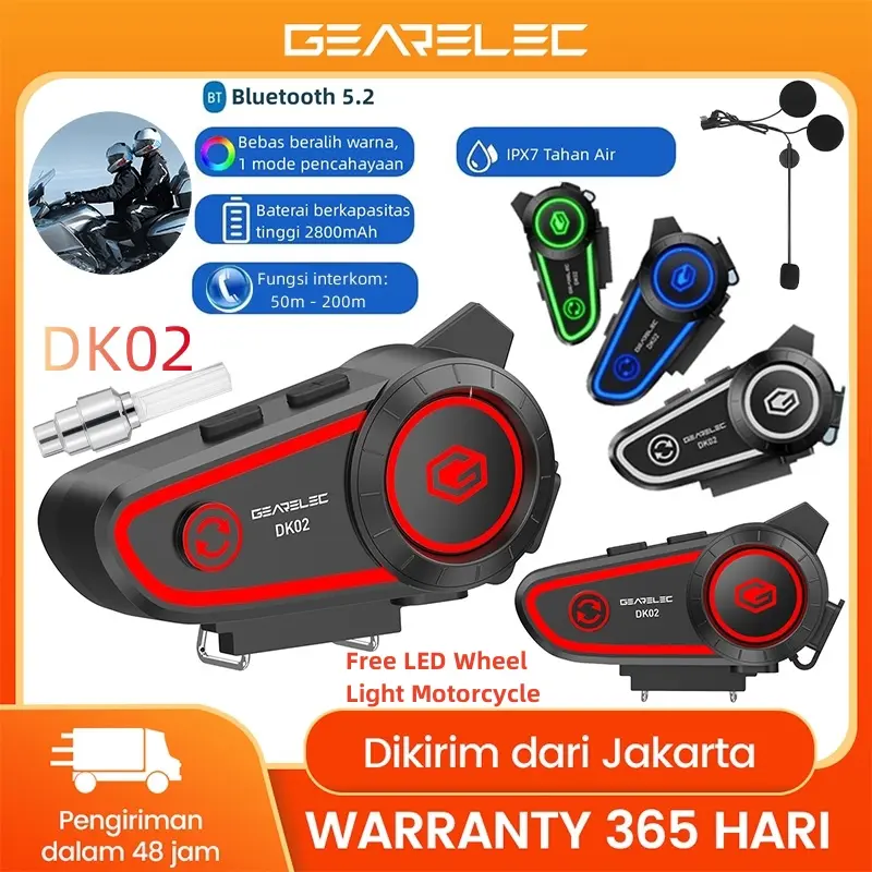 GEARELEC DK02 Helm Sepeda Motor Bluetooth Headset 2800mAh