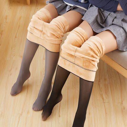 Quần tất 3D lót lông siêu dày đẹp, siêu ấm - CẢ BÀN CHÂN Nữ Nhung Women Màu Đen Kem quần tất  che khuyết điểm 3