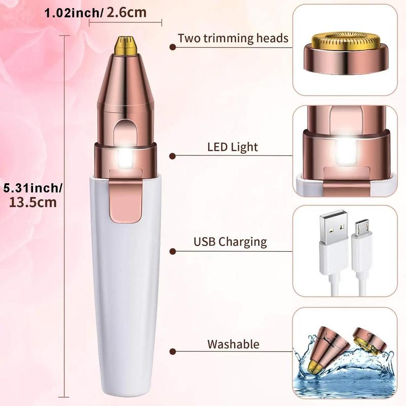 2 in 1 Electric Nose Trimmer, Portable Rechargeable Waterproof Eyebrow Shaver, Facial Hair Trimmer, Personal Care Appliances for Women 1