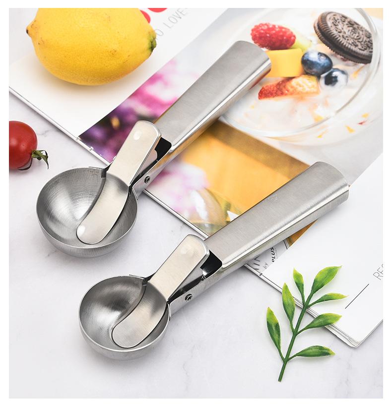 Product Introduction of Stainless Steel Multifunctional Iced Cream Spoons Non-Stick Fruit Ice Ball Maker Watermelon Ice Cream Spoon Tool Sugar Spoons 9