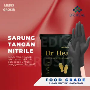 Dr Heal Sarung Tangan Nitril Isi 100 Pcs Food Grade & Puncture Non Steril untuk Medis Industri Rumah Tangga