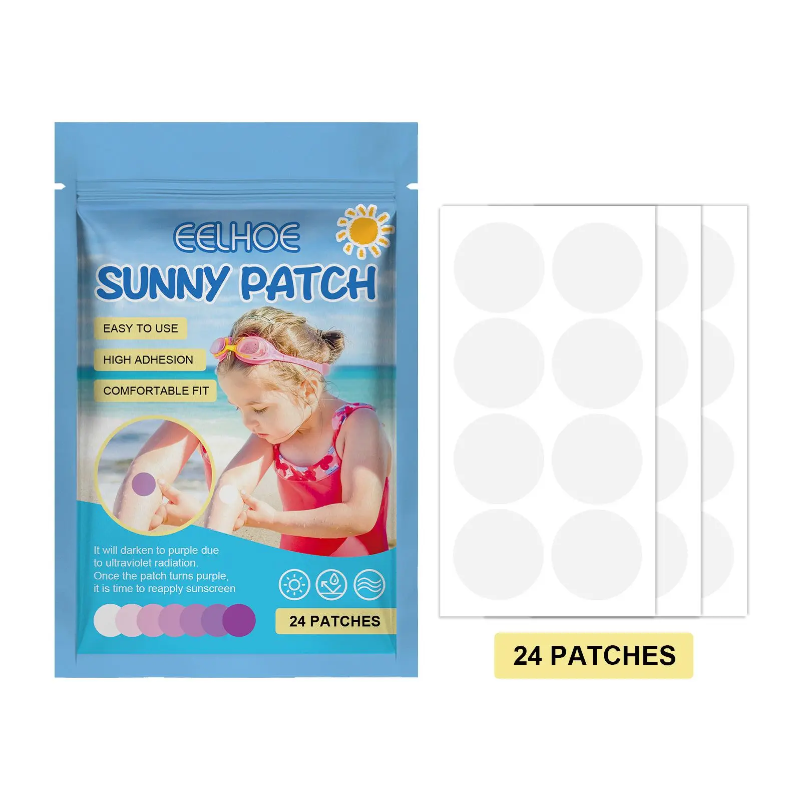 Sunscreen Patches, 24pcs/box Sunscreen Patches, Uv Protection Patches, Comfortable Fit Sunscreen Patches, Patches for Children and Adults