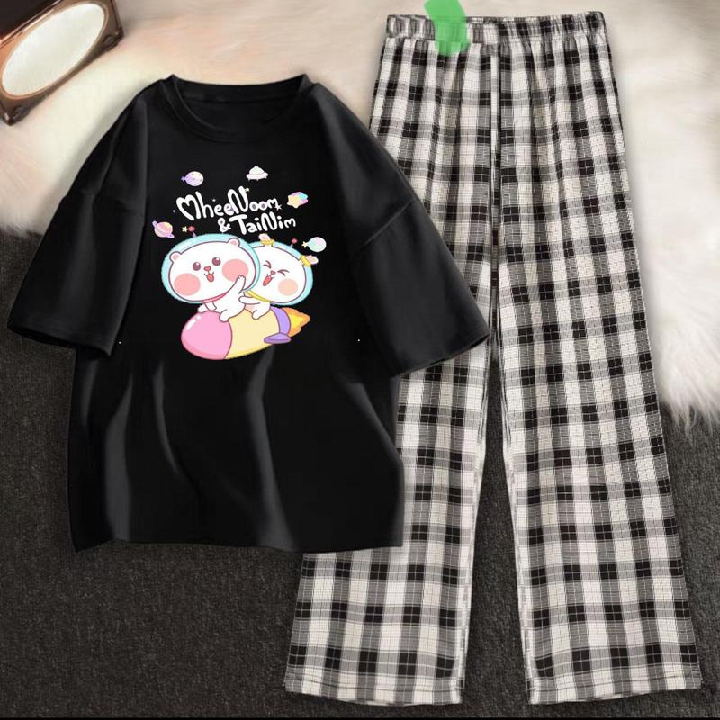 Sét bộ Whee anh taimin+ quần kẻ karo nhiều màu, Áo thun from rộng, Chất đẹp không xù mặc ở nhà và mặc đi chơi Kaki Nam