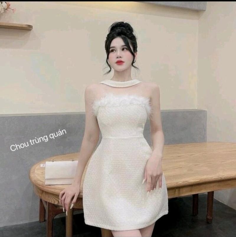 Product Introduction of Đầm đi tiệc chất dạ phối lông vũ siêu sang phom đẹp dưới 55kg kèm ảnh thật 11