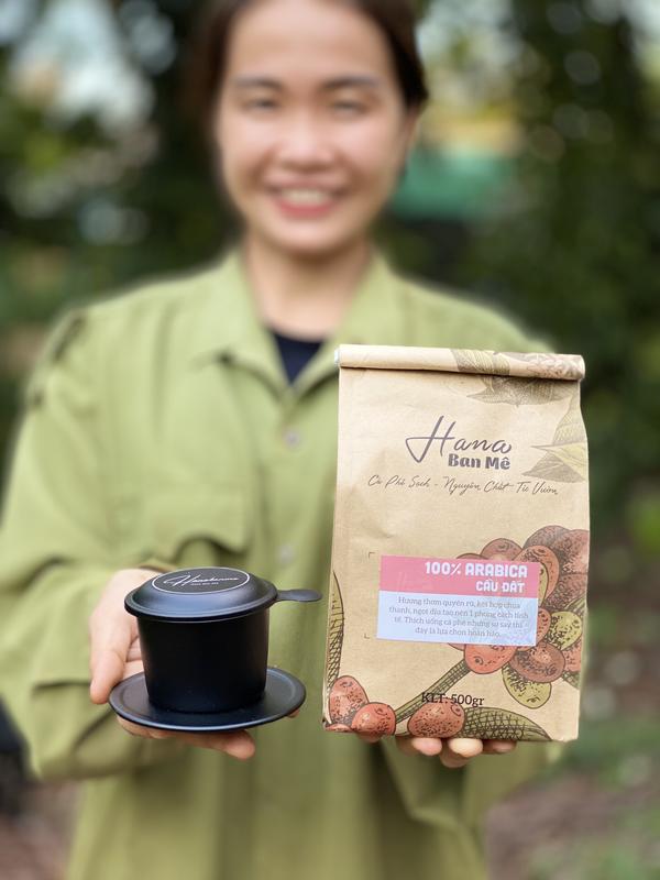 Combo cà phê rang xay nguyên chất và phin cà phê cao cấp Hana Ban Mê Cafe Coffee