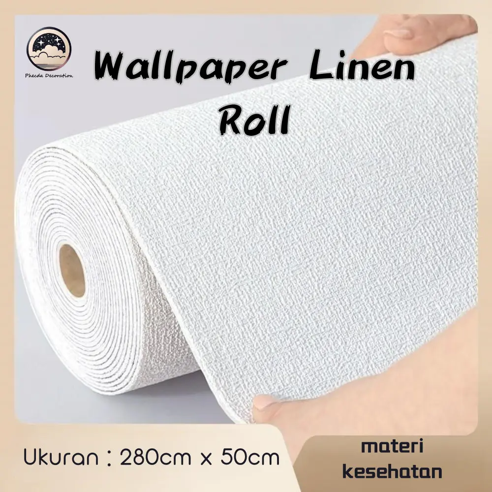 Wallpaper Linen Roll 280cm x 50cm Polos 3D Premium / Wallstiker Embos Dekorasi Dinding