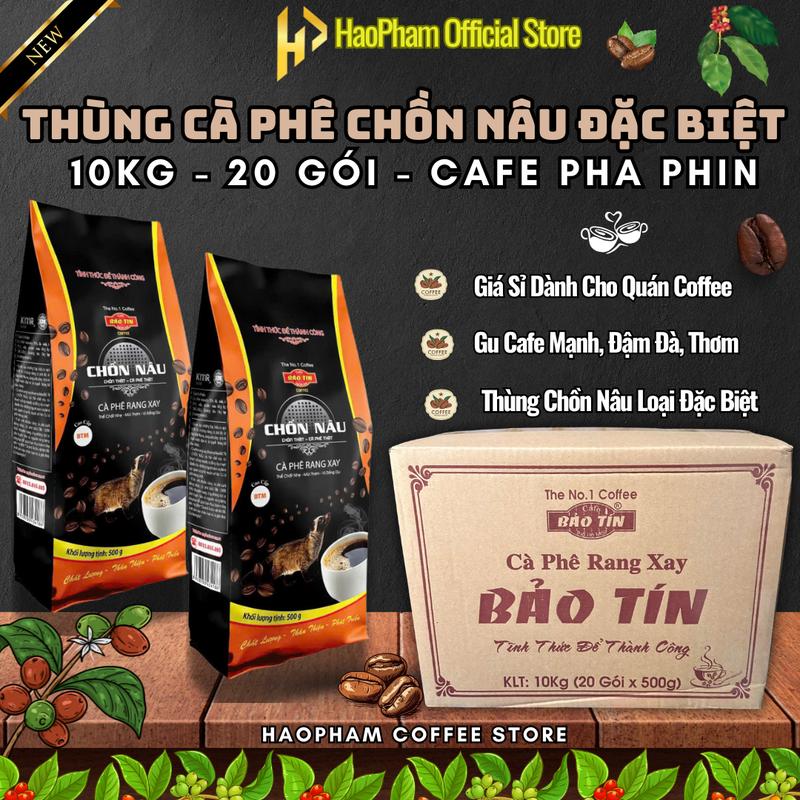(Combo Cà Phê 10Kg - 20 Túi), Cafe Pha Phin Chồn Nâu Bảo Tín (Đặc Biệt) 10Kg - 20 Túi, Cà Phê Rang Xay, Gu Cafe Mạnh Sánh Béo Thơm Đậm Đà, Hương Thơm Nồng Mạnh, Cafe Nhiều