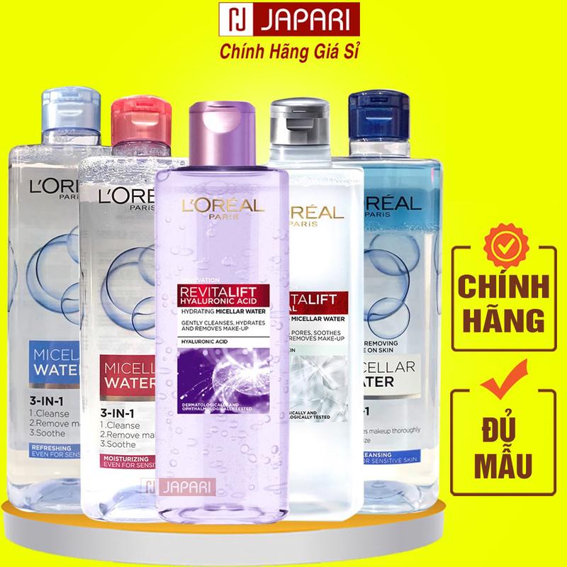 Nước Tẩy Trang Loreal 400ml, 95ml Micellar Water CHÍNH HÃNG- Tẩy Trang L Oreal Cho Da Dầu Mụn Khô Nhạy Cảm Loreal Mỹ Phẩm Giá Sỉ JAPARI