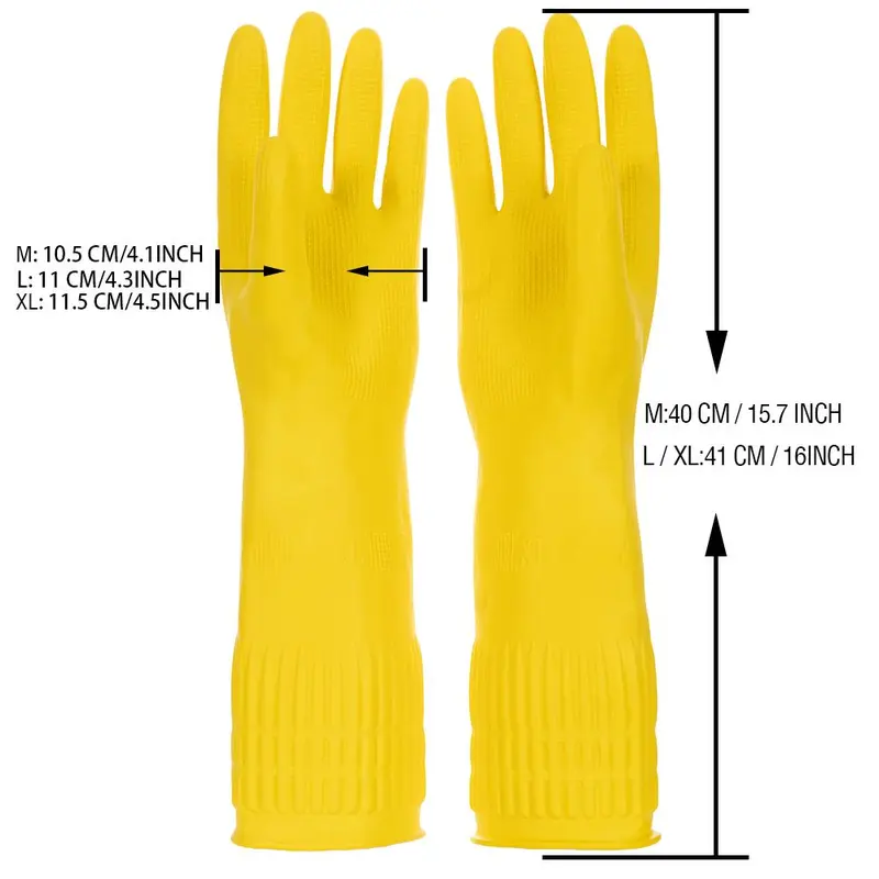 Latex Dishwashing Gloves, 2/4/10 Pairs Extended Non Slip Waterproof Cleaning Gloves, Household Cleaning Gadgets for Kitchen Garden 6