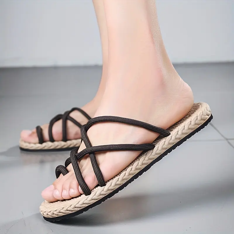 Men's Cross Strap Beach Sandals - Non-Slip Toe Loop Design for Outdoor Wear 8