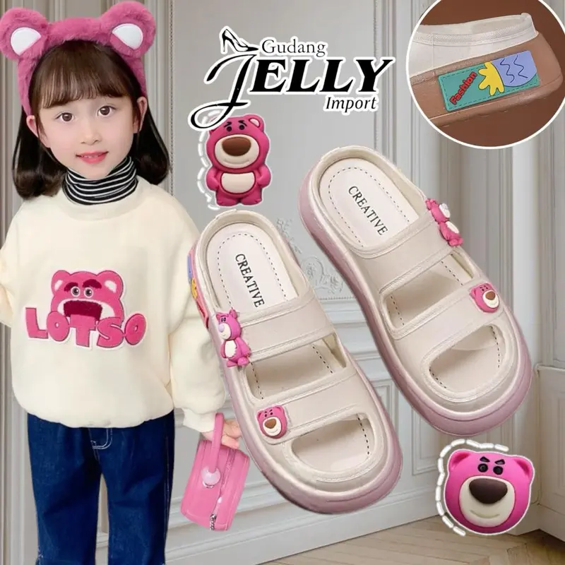 Sandal Slop Anak Lotso Teddy Bear Karet Fashion Kaki 3