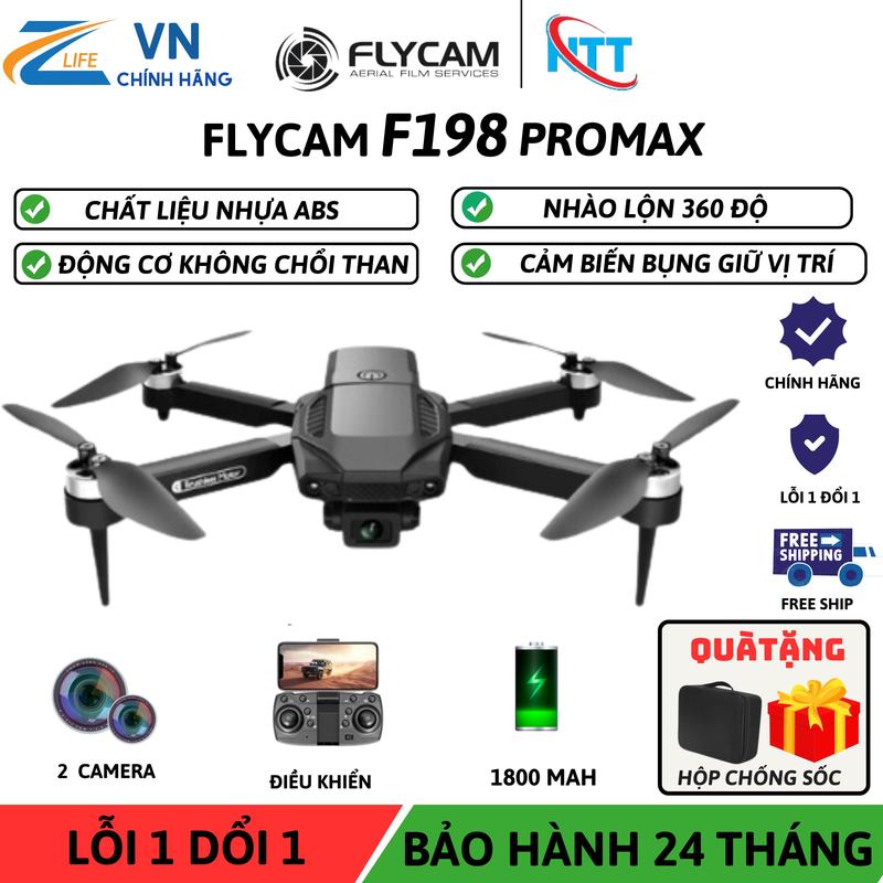 Plycam mini F198 Pro, Máy Bay Điều Khiển Từ Xa 4 Cánh Flycam Cao Cấp Giá Rẻ 2 Camera, Pin Lithium 1800mAh Dành Cho Người Tập Bay Và Mới Chơi Frycam