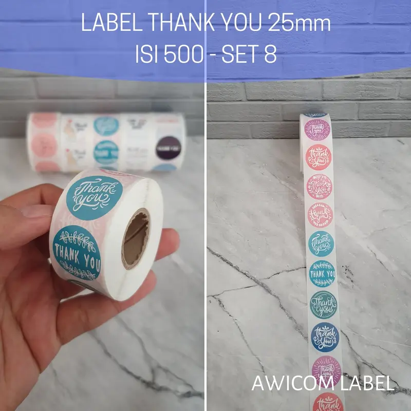 500 PCS (1 ROLL) Stiker Label Thank You 25mm Roll Paper 4