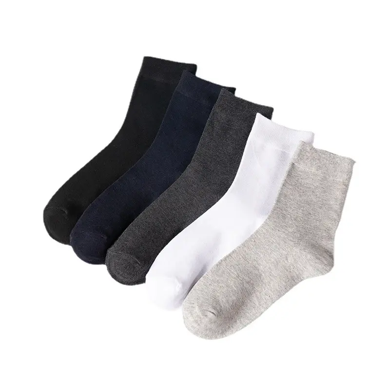 1 chiếc tất nam ống trung bình không trơn trượt, khô nhanh, màu sắc đơn, đen, trắng, xám Ong Menswear 4