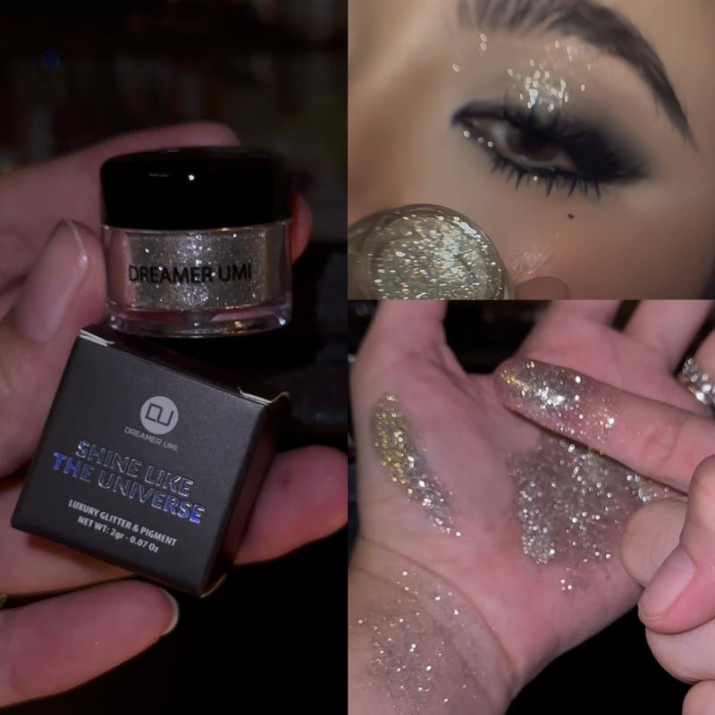 Nhũ mắt Dreamer Umi màu 51 nhũ ánh bạc tráng gương lấp lánh dạng hạt mỏng mịn khối lượng 2g nhũ mắt dạng khô lấp lánh