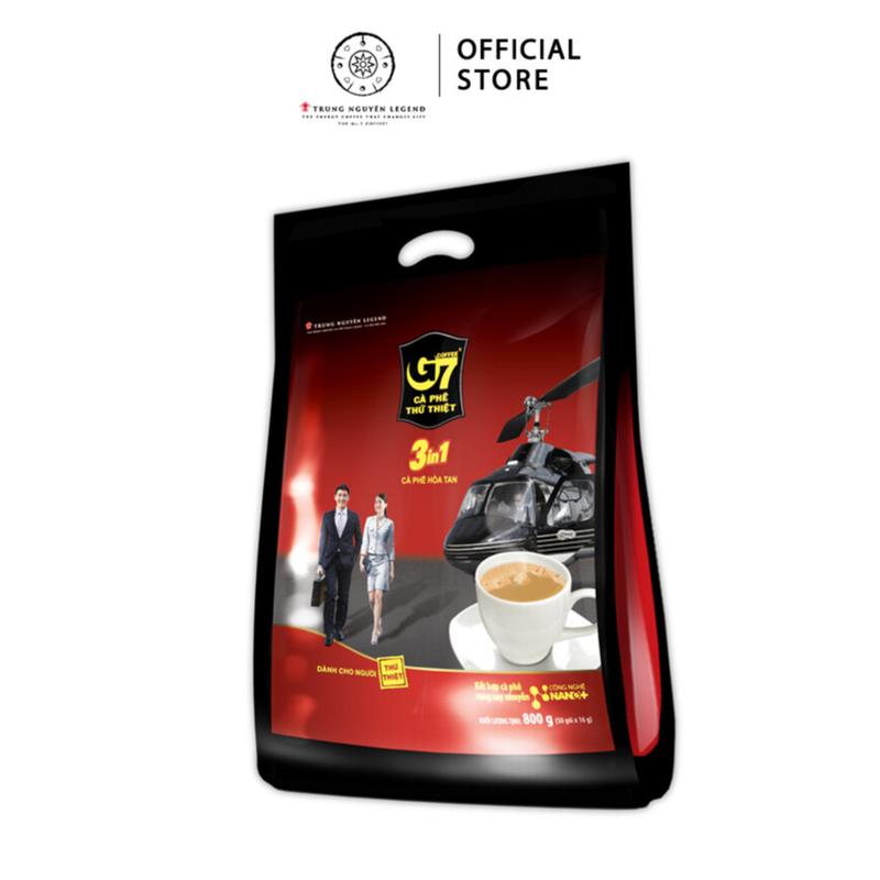 Trung Nguyên Legend Coffee, Cà phê sữa hòa tan G7 3in1 - Bịch 50 sachets 16gr (gói vuông) Cafe sữa cà phê 3 trong 1