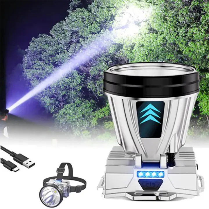Đèn Led Đội Đầu Siêu Sáng Chống Thấm Nước Công Suất Cao Có Thể Sạc Lại Tiện Dụng