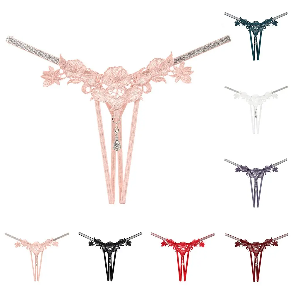 Sexy Women String Lace Underwear Pearls Panties G String T-back Thong Lingerie