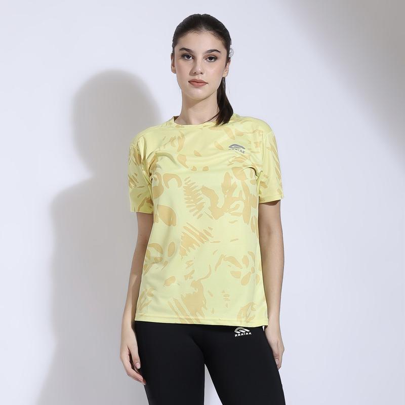 MANIAK Baju Olahraga Lengan Pendek Wanita Corak Motif Atasan Senam Running Lari Zumba Gym Fitnes (MP02 S/S) 1