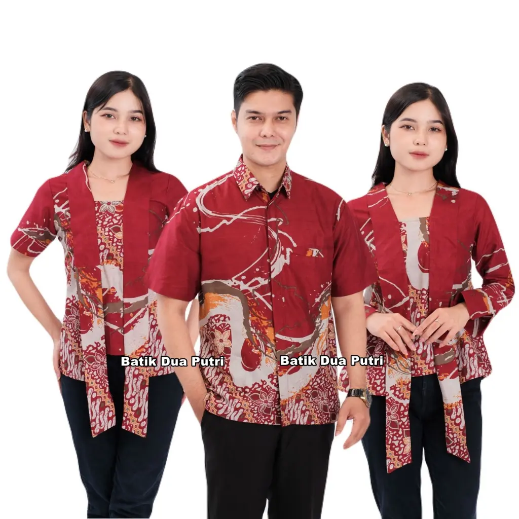Couple Atasan Batik Wanita Pria Kemeja Blouse Kutubaru Kayangan - Batik Dua Putri Collection Baju Katun Baju Katun