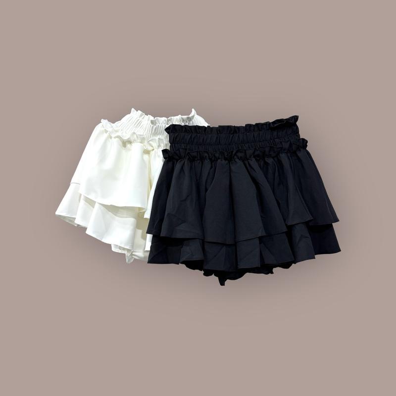 Product Introduction of Chân váy Nữ xoè có quần 3 tầng lưng thun co giãn bản cao, Màu đen chân  váy quần  áo ngắn Women Nhung quần  váy  nữ  ngắn chân  váy  phồng quần  bí 12