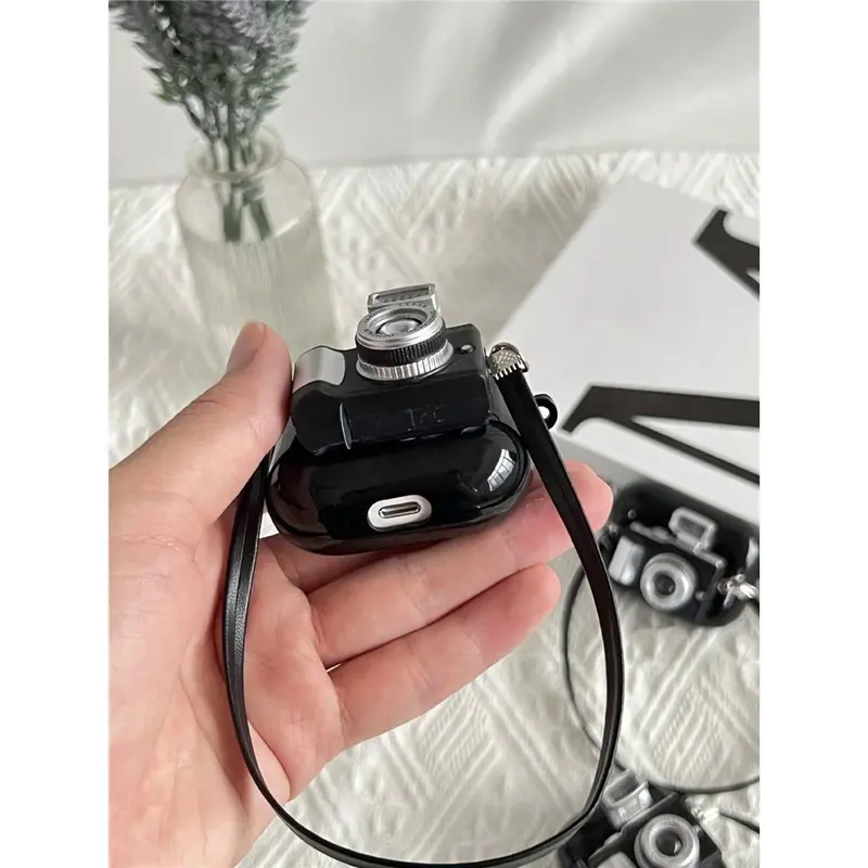 Vỏ tai nghe máy ảnh có dây đeo cho Apple AirPods 3, 2, 1 pro, vỏ bảo vệ tai nghe silicon mềm cho Air Pods thế hệ thứ 3 5