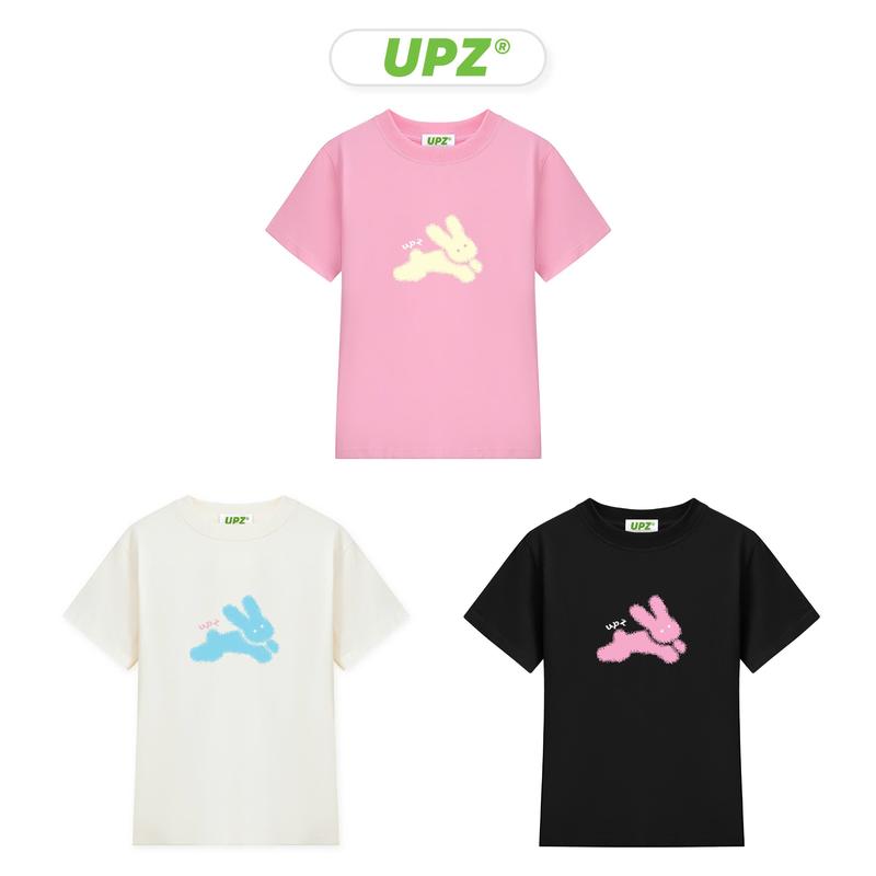UPZ Áo Thun Baby Tee Nữ Local Brand Tay Ngắn Vải Cotton In Hoạ Tiết Thỏ Xinh (Hồng/ Đen/ Kem Sữa) 0