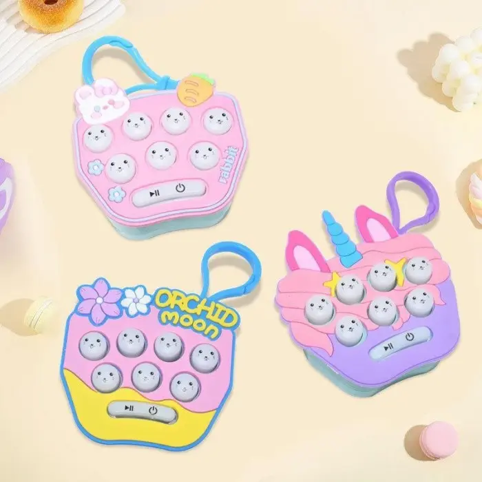 Mainan Gantungan Kunci Anak Game Pop it elektrik mini pop push Games Fidget Bubble Console Children's Puzzle Pocket Whack-a-Mole Mini Decompression Game Console School Bag Pendant Toy 4