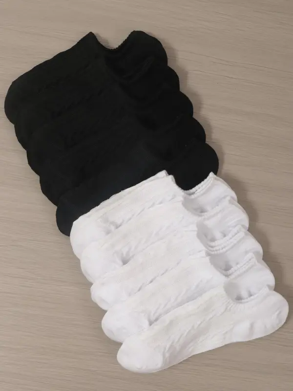 Women's 10 Pairs Textured Invisible Socks, Casual Soft Comfy Breathable Socks For Daily Wear, Women's Socks & Hosiery 0
