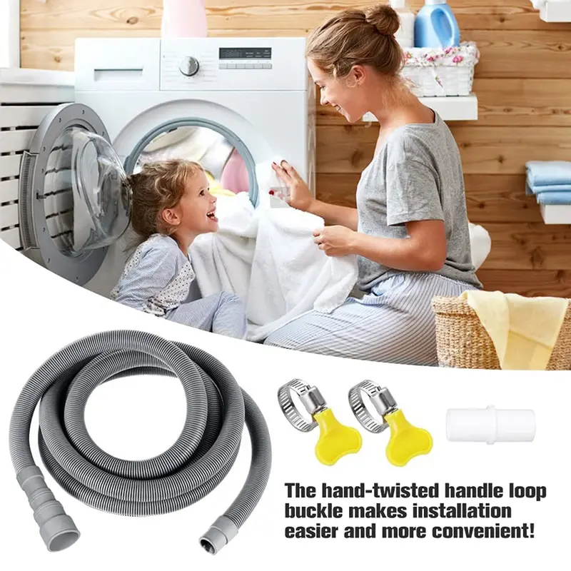 Bộ Mở Rộng Ống Thoát Nước, Thông Dụng, Cho Ống Máy Giặt, 3 mét, Bao Gồm Đầu Nối Ống Giá Đỡ Và Kẹp Ống Thoát Nước, Thích Hợp Cho Ống Thoát Nước 3