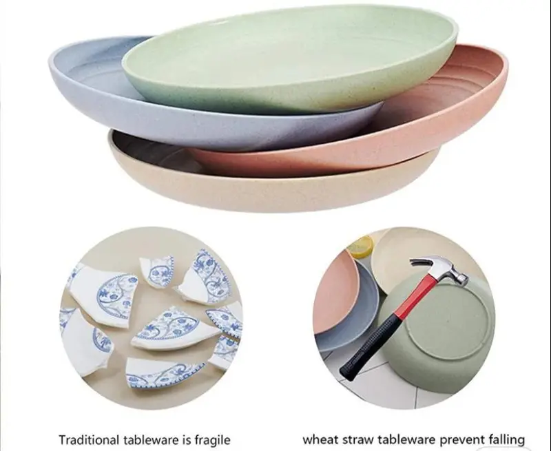 MIISOO Piring Makan Saji Bulat Gandum Wheat Straw Piring Snack Bahan Jerami Gandum Tahan Banting 15cm Mini Plate Kitchenware 3