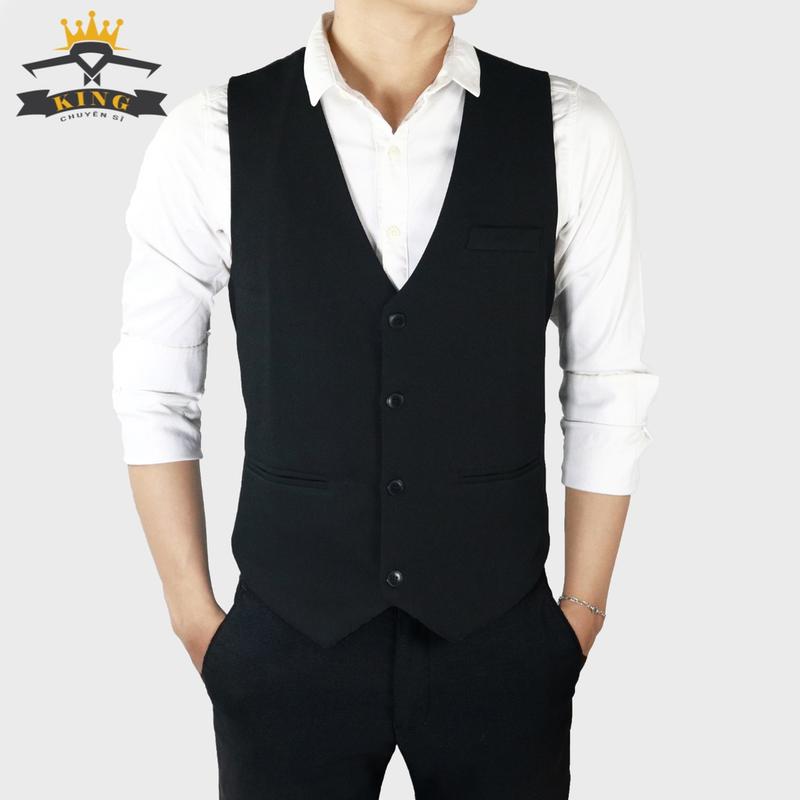 Áo gile lưng phi bóng form rộng phối vest vải kaki Menswear Nam Có Túi