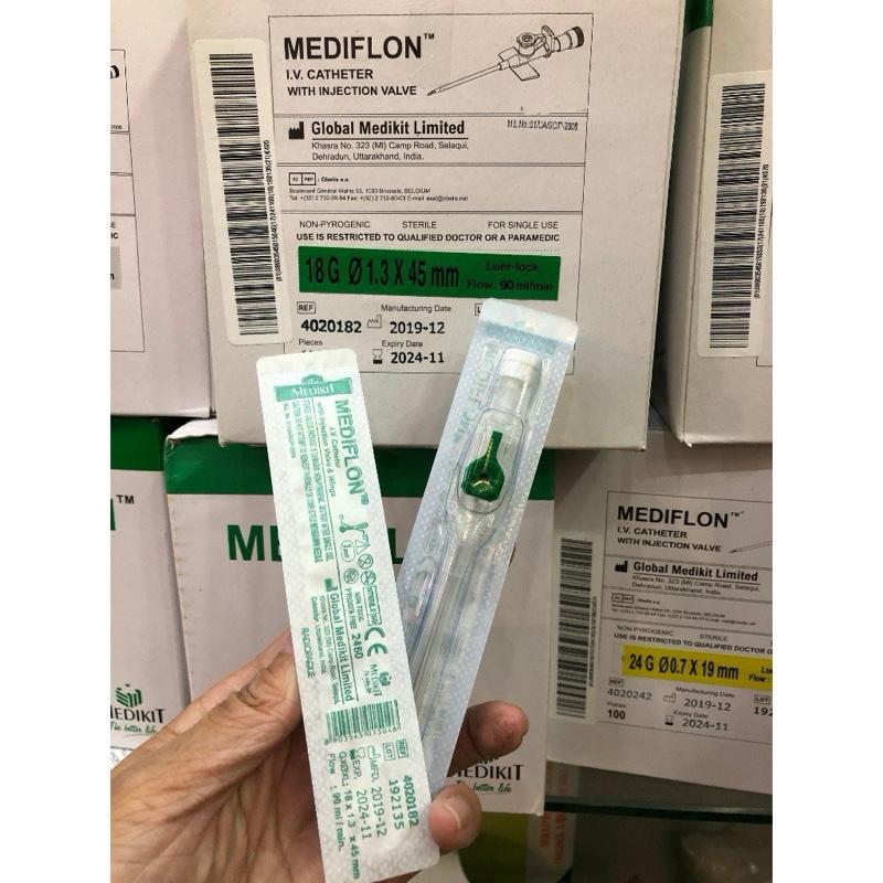 Hộp 100 cây kim luồn tĩnh mạch Mediflon, có cổng tim thuốc 5